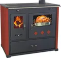 Produktbild: Kaminofen mit Backfach und Herdplatte Pracktik Lux Rot Holzofen 9,5 kW Kamin Ofen Dauerbrandofen Werkstattofen Schwedenofen Hüttenofen Heizofen