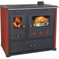 Produktbild: Kaminofen mit Backfach und Herdplatte Pracktik Lux Rot Holzofen 9,5 kW Kamin Ofen Dauerbrandofen Werkstattofen Schwedenofen Hüttenofen Heizofen - Rot