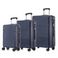 Produktbild: YONSLY Premium Reisekoffer TSA-Schloss,YKK-Reißverschluss Hartschalen-Koffer Trolley Kabinenkoffer Rollkoffer Suitcase Handgepäck 4 Rollen (Dunkelblau, M-L-XL-Set)