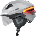 Produktbild: ABUS Fahrradhelm HYP-E ACE - mit Frontlicht, Rücklicht und Blinklicht - mit Visier und Ohrenschützern - geeignet auch für E-Bike und S-Pedelec - für Damen und Herren - ilber, Größe M (54-58 cm)