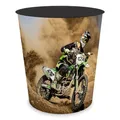 Produktbild: itenga Papierkorb für Kinder mit Motiv - rund ca. 11 Liter - Mülleimer fürs Kinderzimmer - stabiler Kunststoff (Motiv Motocross)