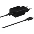 Produktbild: Samsung 15 Watt USB Type-C Schnellladeadapter, Ladegerät mit Datenkabel, Schwarz