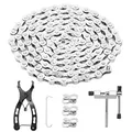 Produktbild: Fahrradkette 6/7/8 Fach Fahrrad Kette Fahrradkette Werkzeug mit Kettenschloss Zange Kettenbrecher und 3 Paar Kettenschloss Fahrradketten für Mountainbike (1/2 x 3/32 Inch 116 Glieder)