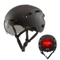 Produktbild: GOOFF Pilot S-Pedelec Helm in Schwarz - Schutz für schnelle E-Bike Fahrten – Fahrradhelm mit Visier und Licht – NTA 8776-zertifizierter Zweirathelm für Damen und Herren (Schwarz, M)
