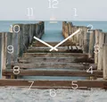 Produktbild: levandeo Wanduhr Glas 30x30cm Glasuhr Uhr Glasbild Strand Meer Steg Deko