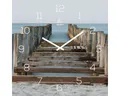 Produktbild: Levandeo® Wanduhr (levandeo Wanduhr Glas 30x30cm Glasuhr Uhr Glasbild Strand Meer Steg)