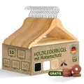Produktbild: Blumtal Kleiderbügel Holz 10er Set - Holzbügel mit 360° drehbarem Metallhaken - Bügel aus robustem Holz mit Zedernholz Mottenschutz - Naturbelassen