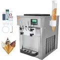 Produktbild: VEVOR Kommerzielle Eismaschine, 1800 W, 3-Geschmacksrichtungen, Softeismaschine Arbeitsplatte, 2 x 4 L Trichter, 2 x 1,8 L Zylinder, LCD-Bildschirm...