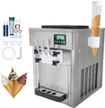 Produktbild: VEVOR Kommerzielle Eismaschine, 1800 W, 3-Geschmacksrichtungen, Softeismaschine Arbeitsplatte, 2 x 4 L Trichter, 2 x 1,8 L Zylinder, LCD-Bildschirm, Automatische Reinigung, Vorkühlung