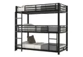 Produktbild: SOFTWEARY Etagenbett mit 3 Schlafgelegenheiten und Lattenrost (90x200 cm), Metallbett mit Rausfallschutz und Leiter