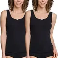 Produktbild: Schiesser 2P Essentials Cotton Strap Tops Embroidery Schwarz Baumwolle 42 Damen