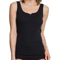 Produktbild: Schiesser Damen Trägertop Cotton Essentials 4er Pack, Farbe:Schwarz (000);Größe:42 (XL)