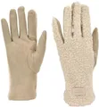 Produktbild: styleBREAKER Damen Touchscreen Handschuhe mit Teddyplüsch | Weiche warme Winter Fingerhandschuhe | Kuscheliger Smartphone Handschuh in vielen Farben, Farbe:Beige
