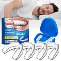 Produktbild: 4 Stück Silikon Mundschutz 2 Größen Silikon Zahnschiene Mundschutz Knirschers...