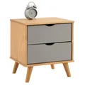 Produktbild: IDIMEX Nachttisch Colima, 2 Schubladen, Massivholz Kiefer, ideal für Boxspringbetten, grau & Natur