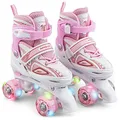 Produktbild: Apollo Super Quad X Pro | verstellbare Rollschuhe für Kinder | komfortable, größenverstellbare LED Roller Skates | Rollschuhe für Mädchen und Jungen | Größen 31-42