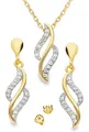 Produktbild: Schmuck-Set Kette mit Ohrringe 925 Silber Gold vergoldet Damen Frauen Halskette