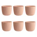 Produktbild: Engelland - 6 x Blumentopf mit Drainagesystem, Apricot/Aprikose, Rillenoptik, Pflanz-Topf, Kübel, modern, widerstandsfähig, rund, wetterfest, Kunststoff, Ø 12 cm, 0,9 Liter
