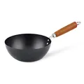 Produktbild: Ken Hom Mini-Wok aus Karbonstahl, 20 cm, Antihaftbeschichtet, klassisch, nicht induktionsgeeignet/Holzgriff/Pfanne mit flachem Boden, nicht spülmaschinenfest, KH320001