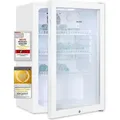 Produktbild: Exquisit Glastürkühlschrank GKS120-GT-160C weiss | Nutzinhalt: 118 L | Türschloss | 3 Gitterablagen | Umluftventilator | Standgerät - Weiß