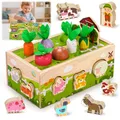 Produktbild: Montessori Spielzeug ab 1 2 Jahr: Kinderspielzeug ab 1 Jahre Motorik Holzspielzeug für 1 2 3 jährige Jungen Mädche Geburtstag Geschenke für 12-18 Monate Pädagogisches Farmspiel Karotten Steckspiel