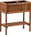 Produktbild: dobar Hochbeet aus Holz mit Ablageboden, Frühbeet Bausatz für Gemüse, Kräuter im Garten und Balkon, 76 x 40 x 80 cm, braun