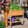 Produktbild: Hochbeet Schmal Pflanzkasten Balkon Kräuterbeet Erhöht Salatbeet Holz Braun