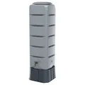 Produktbild: Regentonne eckig grau Standard 120 Liter mit Sockel, Deckel & Kunst. Hahn