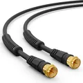 Produktbild: HB-DIGITAL 15 m SAT TV Antennenkabel Koaxial Kabel HDTV 8K 4K Anschlusskabel + Radio Mantelstromfilter Vergoldete Metallstecker - Schwarz