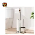 Produktbild: Toilettenpapierhalter Stehend Mit WC Bürste Edelstahl Glasregal