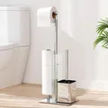 Produktbild: Toilettenpapierhalter Klopapierhalter WC Bürste Edelstahl Stehend 34 9 x Silber