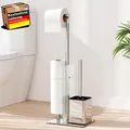 Produktbild: Toilettenpapierhalter mit Bürste Edelstahl stehend für Badezimmer, rostbeständig