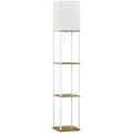 Produktbild: HOMCOM Stehlampe, Stehleuchte mit 3 Fächern, E27 Sockel, 40 W Standlampe mit Stoff-Lampenschirm für Wohnzimmer, Schlafzimmer, Weiß, exkl. Glühbirne