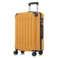 Produktbild: Koffer Trolley Reisekoffer Suitcase, Rollkoffer Handgepäck ,mit 4 Rollen360°, Hartschalenreisekoffer, Zahlenschloss, Weicher Gummigriff(M,Orange)