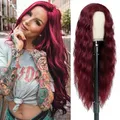 Produktbild: PORSMEER Damen Perücke Weinrot Lang Lockige Perücken für Frauen, Natürlich Mittelscheitel Lange Locken Rot Dunkelrot Haar, Anime Cosplay Halloween Wigs 28 Zoll