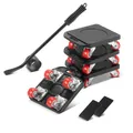 Produktbild: STAHLWERK Möbeltransport Set – 4 Möbelroller & 1 Möbelheber, robuste Transporthilfe/Transportroller mit rutschhemmender Oberfläche und 360° gummierten Long-Life-Rollen für schwere Möbel & Umzüge