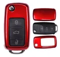 Produktbild: mt-key Schlüsseltasche Autoschlüssel Hardcover Schutzhülle Metallic Rot, für VW Golf 5 6 Sharan Skoda Octavia Polo Beetle Passat T5 bis 2009
