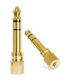 Produktbild: VCE HQ Audio Klinken Adapter 6,35mm Stecker auf 3,5mm Klinke Buchse Stereo Kopfhörer Adapter Vergoldet für Keyboard, Lautsprecher, Gitarre, Klavier, 2 Stück