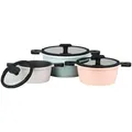 Produktbild: Mulex Kochtopfset, Altrosa, Hellblau, Grau, Metall, Rund, antihaftbeschichtet, Kochen, Töpfe, Topfsets
