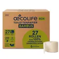 Produktbild: œcolife Toilettenpapier Box BAMBUS, 3-lagig, 27 Rollen, 250 Blatt pro Rolle, vegan, plastikfrei verpackt