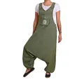 Produktbild: virblatt - Latzhose Herren | Baumwolle | Overall Herren Jumpsuit Herren Sommer Hosenanzug | unisex | Hosenanzug Goa Hippie - Sprunghaft L-XL grün