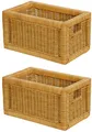 Produktbild: korb.outlet Set / 2 Regalkorb Honig ca. 20x32x17 mit Holzrahmen Rattan Schubfach Box zur Aufbewahrung Schrankkorb Griff