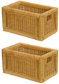 Produktbild: Krines Home Regalkorb Set/2 Regalkorb Aufbewahrungskorb geflochten Rattan (Klein-Mehrfarbig) (2-teiliges Set), Korbset Aufbewahrung Regal Schrankkorb Korb, ca. 20 x 32 x 17,5 cm