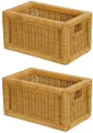 Produktbild: Set/2 Regalkorb mit Holzrahmen Schubfach Rattan Regalkorb Schrankkorb (Honig)