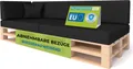 Produktbild: Pillows24 - Palettenkissen mit abnehmbarem Bezug - 6ER SET | Polster für Europaletten 120x80 Sofa - Wasserfest - Outdoor/Indoor | Schwarz