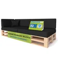 Produktbild: Pillows24 - Palettenkissen 6-teiliges Set | Palettenauflage für Palettensofa | Rückenkissen & Sitzkissen für Europaletten | Palettenmöbel für Indoor & Outdoor mit UV-beständig | Made in EU | Schwarz
