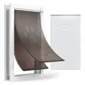 Produktbild: VEVOR Hundeklappe (XL) mit Doppelmagnetklappen & Metallrahmen, Wetterfeste Katzenklappe für Innen- und Außentüren, Katzentür Hundetür Haustierklappe Weiß 34,61 x 60 cm (Breite x Höhe) Haustiertür