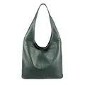 Produktbild: Made in Italy Damen Leder Tasche Shopper Schultertasche Umhängetasche Handtasche Beuteltasche Hobo Bag Ledertasche Nappaleder Dunkelgrün
