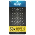 Produktbild: ABSINA 50er Pack Alkaline Knopfzellen Batterien - AG1 / AG3 / AG4 / AG10 / AG13