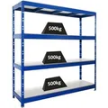 Produktbild: PROREGAL Profi Schwerlastregal Rhino HxBxT 200x200x60cm 4 Melamin-Ebenen 16mm Fachlast 500kg Blau Stecksystem Lagerregal Steckregal